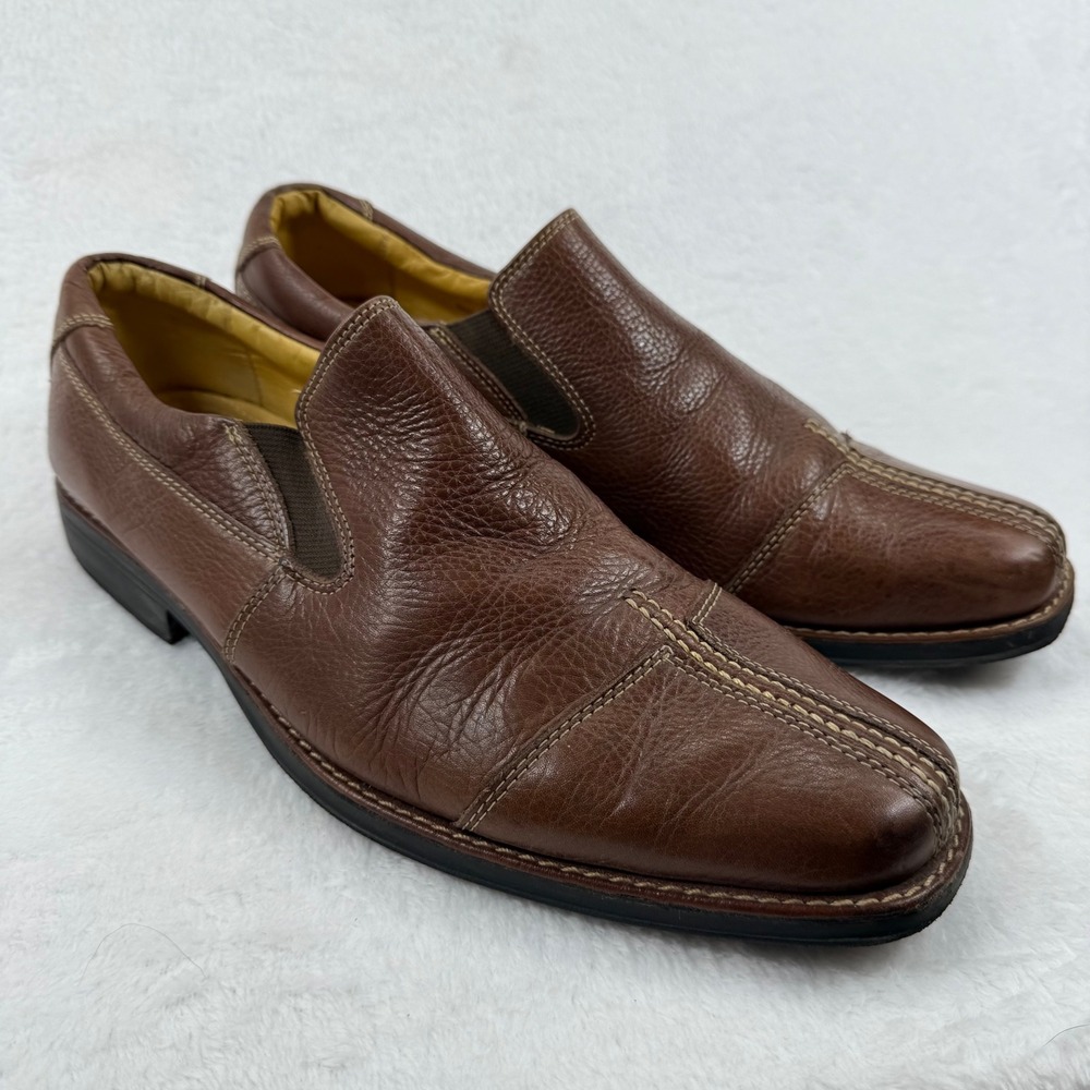Sandro Moscoloni Mens Brown Leather Slip On Loafers Size 11D‎ Dress Shoes